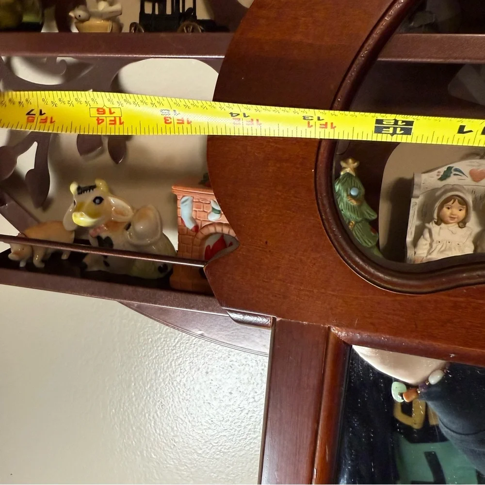Vintage Dark Finish Wood Frame Mirror with Cut-Out Hearts on Top made by SEI.